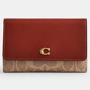 PRICE DROP ✅ Coach Essential Medium Flap Wallet Leather / Logo Canvas CP026 ✨NWT